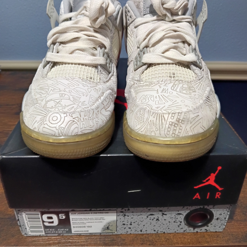 Nike Air Jordan 4 Retro Cream and Gray Sneakers